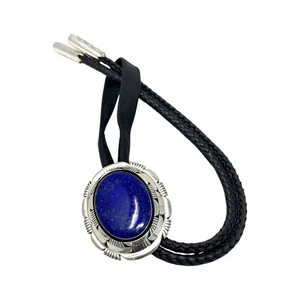 Tom Lewis, Bolo Tie, Lapis Lazuli, Sterling Silver, Navajo Handmade, 40" - Picture 1 of 4