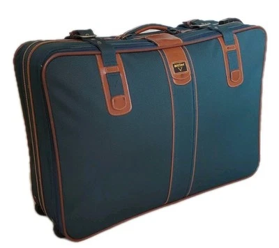 Vintage ANTLER Suitcase Size L Hybrid 2 Wheels Expandable Lock Green Tan 80's - Image 1 of 4