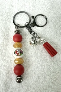 San Francisco 49ers Beaded Keychain-Handmade NFL Fan Gifts - Picture 1 of 5
