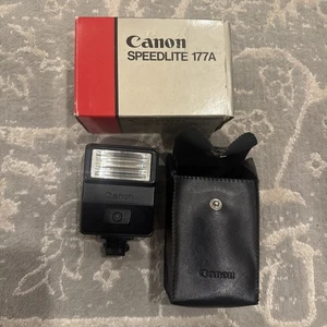 Canon Speedlite 177A SLR Camera Shoe Mount Flash Black On/Off Switch With Case - Picture 1 of 7