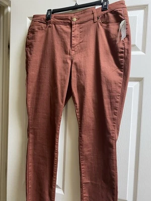 Pantalones ajustados Dressbarn Westport Signature Fit, tiro medio, 14, marrón nuevo con etiquetas Foto 1 de 4