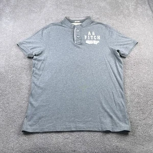 Abercrombie Fitch Polo Shirt Mens 2XL XXL Grey Muscle Fit Preppy Logo - Picture 1 of 13