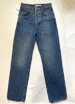 Nuevo con etiquetas Jean Mango X Leandra Medine para mujer talla 4 tiro alto Clinton botón mosca Foto 1 de 4
