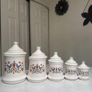 Juego de 5 botes de colección Country Festival Corningware Blue Bird - Imagen 1 de 24