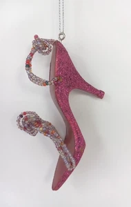 Caprichoso Zapato Tacón Figura Adorno Rosa Cuentas Brillo Brillante Navidad 4" - Imagen 1 de 6