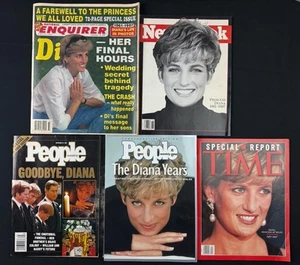 Princess Diana Death Report Magazines - Lot of 5 - Times, People, Newsweek, Enqu - Picture 1 of 3