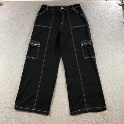 Rachel Paige Pantalones Mujer XL Negro Blanco Costuras Pierna Ancha Sueltos Carga Y2k Foto 1 de 4