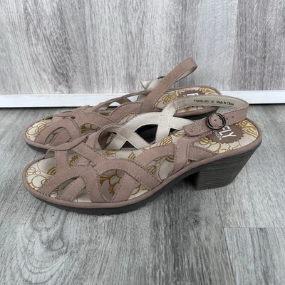 Sandalias Fly London de tacón ancho de cuero con tiras para mujer 9 EU 40 suela marrón Foto 1 de 4