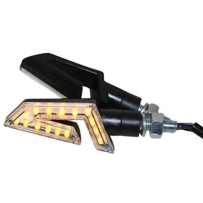 Motorrad Mini Blinker LED 2 St. orange "Bullhorn" E-geprüft Gehäuse schwarz 2 St - Bild 1 von 2