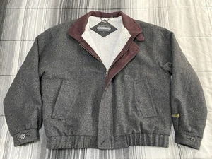 Chaqueta de bombardero de lana vintage solo para miembros para hombre XL/2XL 52 pulgadas pecho gris oscuro Sherpa - Imagen 1 de 14