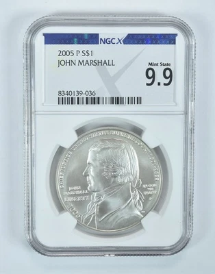 2005-P John Marshall Commemorative Silver Dollar Mint State 9.9 NGC X NGCX - Image 1 of 4
