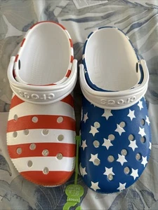 Nuevo con etiquetas Zueco Adulto Crocs Clásico Bandera Americana Estrellas Rayas 4 de Julio Hombres-7 Mujeres-9 - Imagen 1 de 6