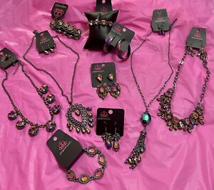 Paparazzi 10 pc oil spill set with black metal….earrings, necklaces, bracelets