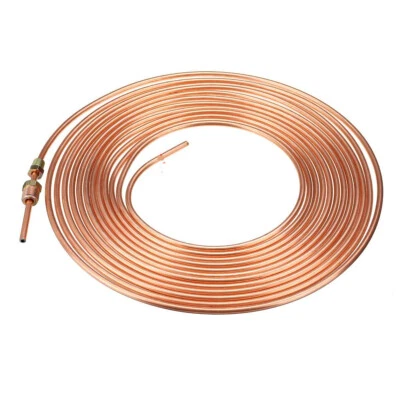 Copper Brake Pipe Hose 25ft 3/16 - Line Roll Tube Piping Joint Union 3/16" w/Nut - Image 1 of 4