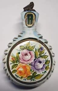 Schnupftabakflasche Glas, weiß/innen grün, mit Blumen, Handarbeit - Bild 1 von 4