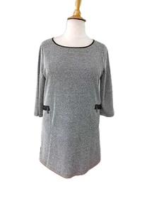 ANN TAYLOR Factory Gray/Black 3/4 Sleeves Zipper Pockets Sheath/Shift Dress-XXL - Picture 1 of 4