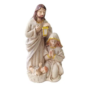 Holy Family Nativity Scene Christmas Figurine Resin Mary Joseph Baby Jesus - Picture 1 of 7