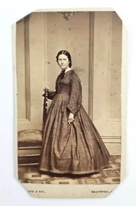 CDV Photo Woman Hoop Skirt Dress Smith And Son Brantford Canada West - Picture 1 of 6