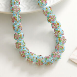 10Pcs New Handmade Flower Ball Lampwork Glass Beads 12x12mm DIY Jewelry Making