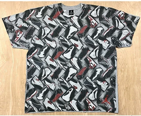 XL NIKE AIR JORDAN All Over Sneaker Print t-shirt Vintage Basketball shoes AOP v Cover