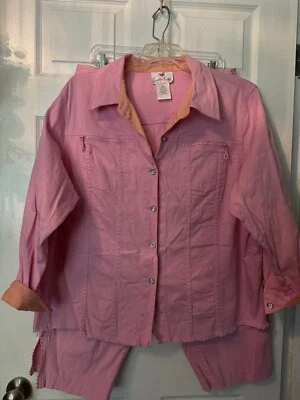 The Quaker Factory Pink Jacket And Matching  Capri 2X - Image 1 of 4