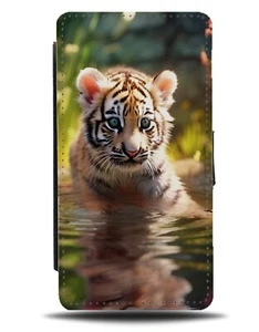 Tiger Cub Flip Wallet Case Cute Photo Picture Tigers Baby Cubs Face Animal CR55 - Picture 1 of 3