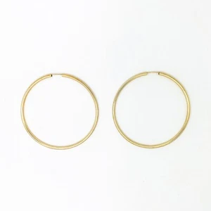 Genuine 9 Carat Yellow Gold 62mm Large Plain Hoop Earrings - Picture 1 of 1