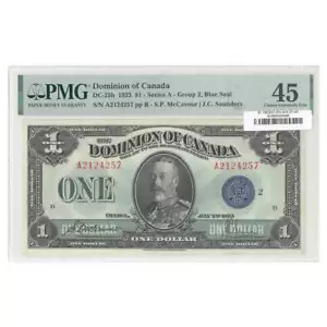 $1 1923 DC-25h McCavour-Saunders Prefix A PMG EF-45 - Picture 1 of 2