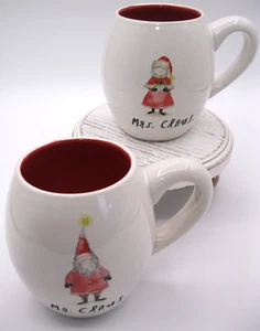 RAE DUNN Mugs Mr & Mrs Claus  CHRISTMAS Coffee Cup TEA Cocoa 4 KEURIG POT 16 oz - Picture 1 of 4