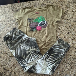 Women's Plus Size Combined Pajama Set Battal Pyjama Set 9141 Coconut Green sz XL - Picture 1 of 15