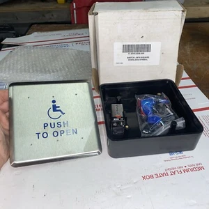Handicap Square Activating Door Switch - RF 6 Square Stainless Symbol - Picture 1 of 5