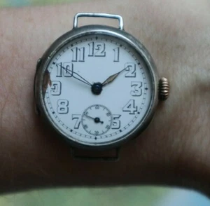 Antique Rolex military silver trench wrist watch rare collectible Swiss marks - Picture 1 of 11