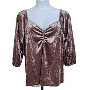 Lane Bryant Graysilver Crushed Velvet Sweetheart Neck Top Womens Plus 22/24 - Picture 1 of 8