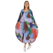 AKH Fashion Kleid Sensu Slinky Jersey Gr 44 46 48 50 Ballon-Form blau 3/4 Arm