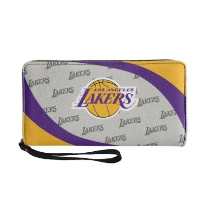 Los Angeles Lakers Ladies All Over Print Zip Wallet Organizer w/Detachable Stra - Image 1 of 4