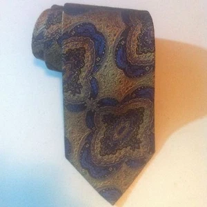 NEW NORDSTROM JZ RICHARDS NECK TIE Gold & Blue DESIGN 100% SILK Woven - Picture 1 of 5