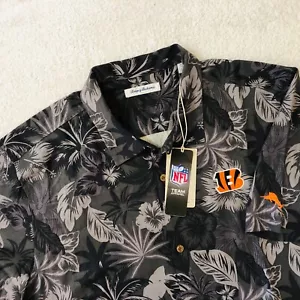 NEW Tommy Bahama Mens Cincinnati Bengals NFL Button Front Silk Hawaiian Shirt XL - Picture 1 of 6