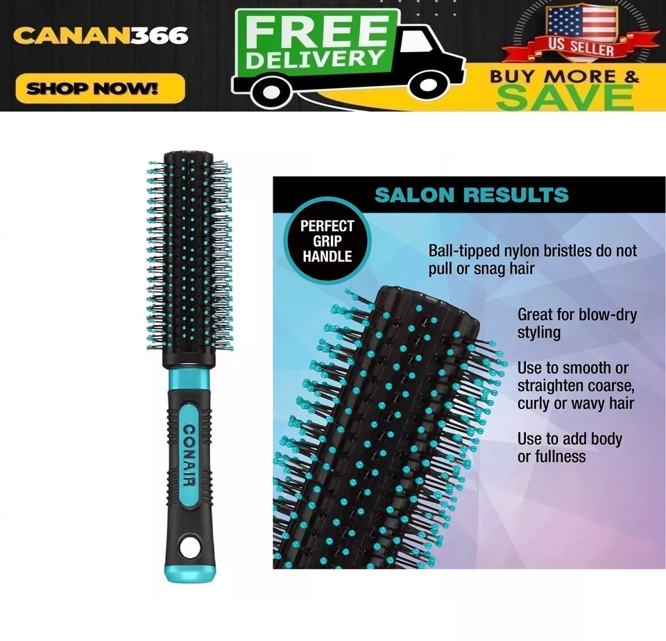 Salon Results round Brush - Nylon Bristle Hairbrush for Blowout Styling Conair