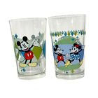 Vintage Set of Cute Atomic Disney Glasses Classic Mickey Minnie Mouse 4.5" Tall