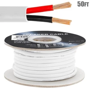 50FT 16AWG 2-Conductor In Wall Car Home Audio Speaker Wire Cable CL2 Rated CCA - Picture 1 of 3