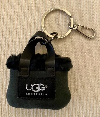Bolso Ugg Gamuza Negro Piel de Oveja Llavero Cartera Dije Foto 1 de 3
