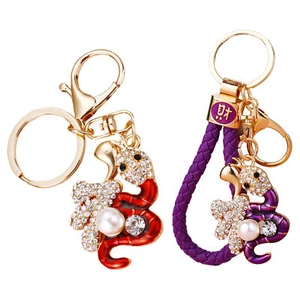 2025 Zodiac Snake Lucky Keychain With Diamond Inlaid Fortune Snake Keychain - Picture 1 of 14