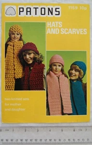 1975 Patons 1159 mother & daughter hats and scarves, Capstan & double plus - Picture 1 of 1