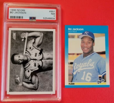 BO JACKSON BLACK & WHITE SCORE CARD 1990 GRADED PSA 7 NM 1987 FLEER ROOKIE CARD - Image 1 of 4