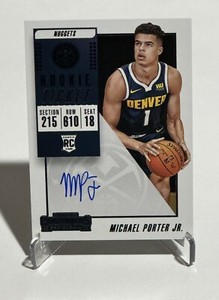 2018-19 Panini Contenders MICHAEL PORTER JR Auto RC Rookie Ticket #137 {NUGGETS}