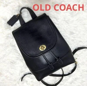 COACH Vintage 9960 Black Leather Daypack Backpack Purse Turnlock Drawstring Bag - Picture 1 of 5