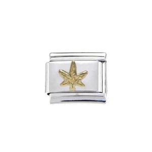 Marijuana leaf gold Italian Charm - fits 9mm classic Italian charm bracelets - Picture 1 of 1