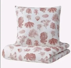 IKEA VITPYROLA Single Duvet Cover & Pillowcase Pink Shell/Coral Patten 150x200 - Picture 1 of 5