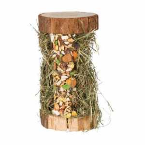 Trixie Wooden Tower w Meadow Hay and Crispy Bar Rabbit Rodent 13x13x17 Bark Wood - Picture 1 of 1