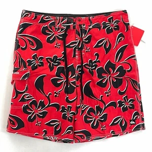 Quiksilver tronchetto uomo nuoto surf pantaloncino rosso nero floreale 36 nuovo - Foto 1 di 7